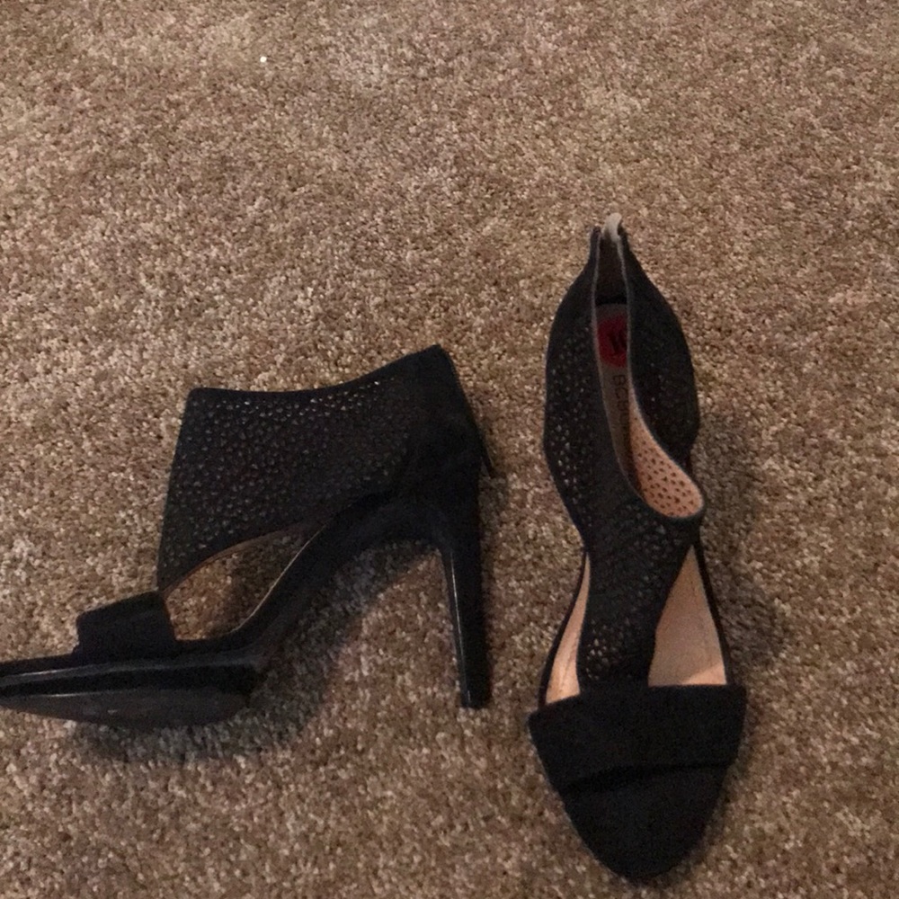 BCBGeneration Black Suede Laser Cut Heels